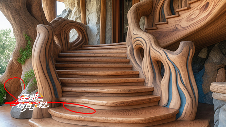 水泥仿木樓梯