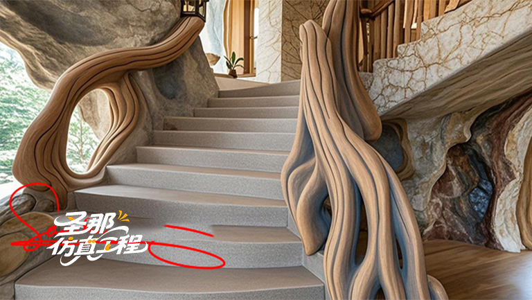 水泥仿木樓梯